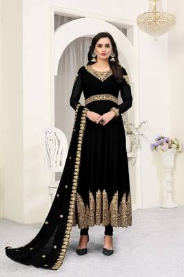 Black embroidered faux georgette salwar 3