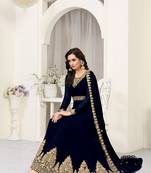 Navy-blue embroidered faux georgette salwar