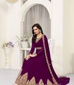 Purple embroidered faux georgette salwar