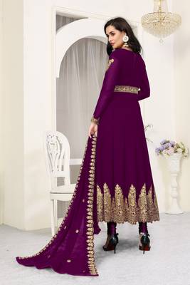 Purple embroidered faux georgette salwar 2
