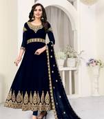 Navy-blue embroidered faux georgette salwar