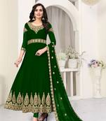 Green embroidered faux georgette salwar