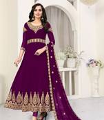 Purple embroidered faux georgette salwar