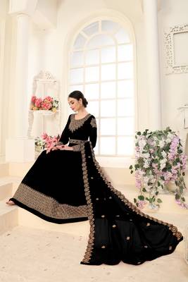 Black embroidered faux georgette salwar 2