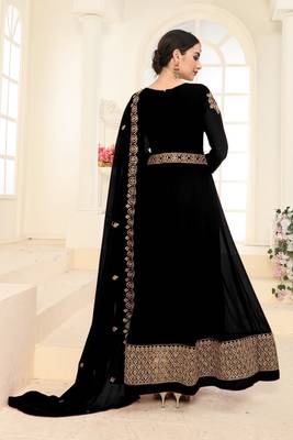 Black embroidered faux georgette salwar 3