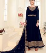 Navy-blue embroidered faux georgette salwar