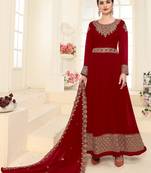 Maroon embroidered faux georgette salwar