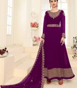 Purple embroidered faux georgette salwar