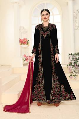 Black embroidered faux georgette salwar 1