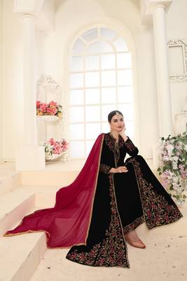 Black embroidered faux georgette salwar 2