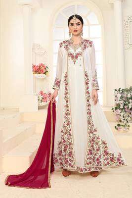 Off-white embroidered faux georgette salwar 1