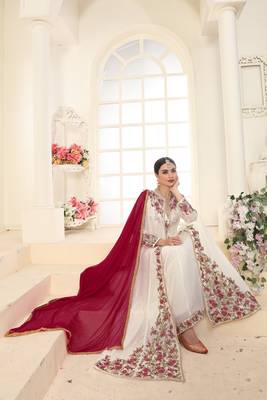 Off-white embroidered faux georgette salwar 2