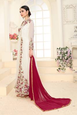 Off-white embroidered faux georgette salwar 3