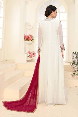 Off-white embroidered faux georgette salwar 4