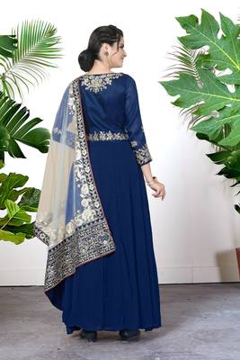 Blue embroidered faux georgette salwar 2