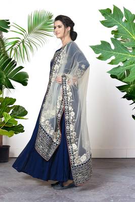 Blue embroidered faux georgette salwar 3