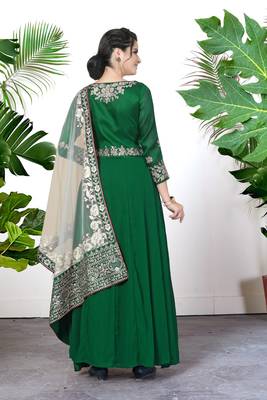 Green embroidered faux georgette salwar 2