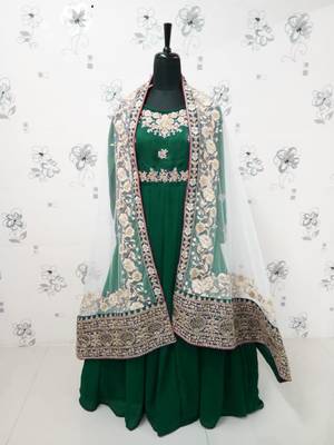 Green embroidered faux georgette salwar 5