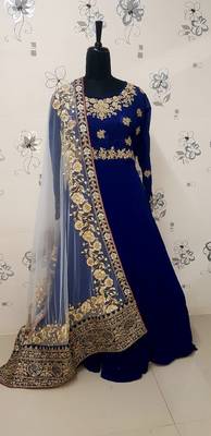 Blue embroidered faux georgette salwar 5