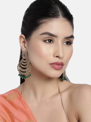 Green kundan Yellow Gold Alloy Earrings 2