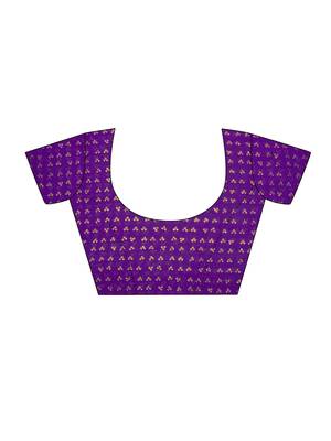 Purple printed chiffon saree with blouse 5