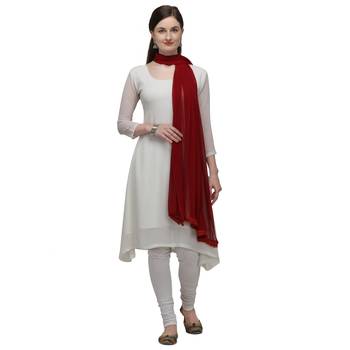 Chiffon Solid Maroon Women Dupatta 1