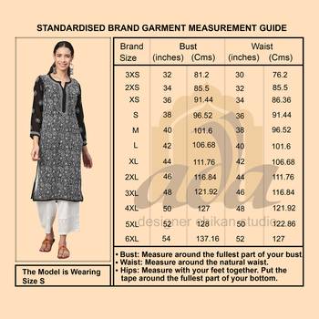 Ada Hand Embroidered Black Organza Lucknowi Chikankari Women Kurta With Slip - A411236 6