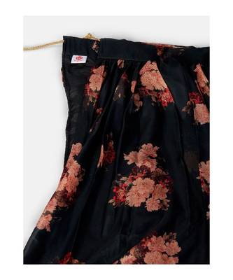 Black and Pink Printed Semi stitched Lehenga and Unstitched Blouse With Dupatta 3