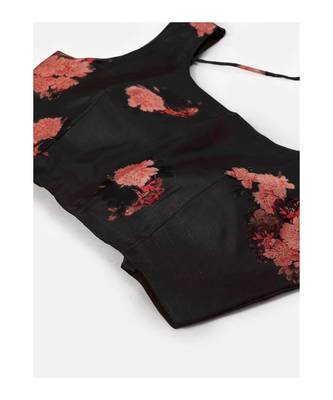 Black and Pink Printed Semi stitched Lehenga and Unstitched Blouse With Dupatta 4