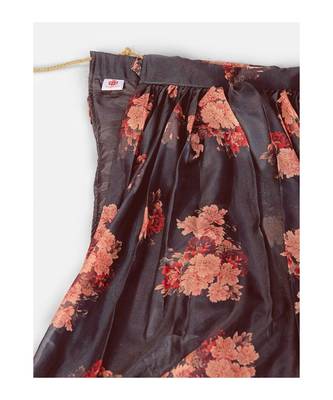 Brown and Orange Printed Unstitched Lehenga and Blouse With Dupatta 3