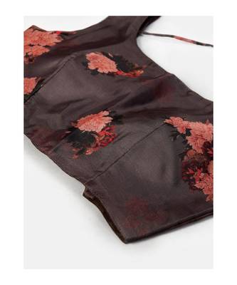 Brown and Orange Printed Unstitched Lehenga and Blouse With Dupatta 4