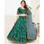 Green and Blue Embroidered Semi stitched Lehenga and Unstitched Blouse With Dupatta