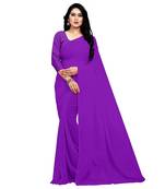 Wine plain georgette saree with blouse