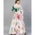 White and Green Zari Floral Print Semi stitched Lehenga and Blouse with Dupatta