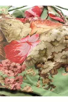 Green and Pink Floral Print Semi stitched Lehenga and Unstitched Blouse with Dupatta