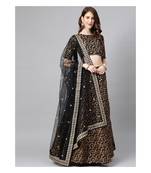 Black and Golden Sequinned Untitched Lehenga and Blouse with Dupatta