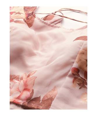 PeachColoured Printed Semi stitched Lehenga and Unstitched Blouse with Dupatta 4