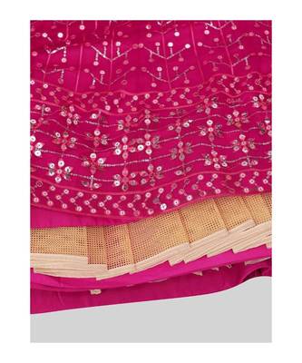 Pink and Steel Embellished Mirror Work Semi stitched Lehenga and Unstitched Blouse With Dupatta 3
