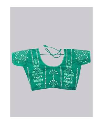 Sea Green and Silver Semi stitched Lehenga and Unstitched Blouse With Dupatta 4