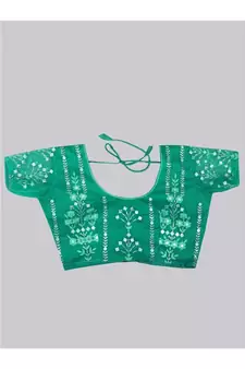 Sea Green and Silver Semi stitched Lehenga and Unstitched Blouse With Dupatta