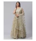 Sea Green and Silver Embellished Semi stitched Lehenga and Unstitched Blouse