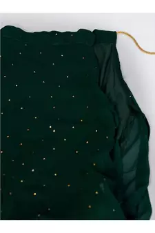 Green and GoldToned Sequinned Semi stitched Lehenga and Unstitched Blouse With Dupatta