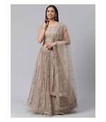Taupe Sequinned Semi stitched Lehenga and Unstiched Blouse with Dupatta