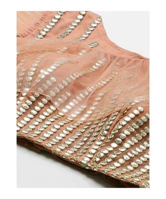 PeachColoured and SilverToned Embroidered Semi stitched Lehenga and Unstitched Blouse with Dupatta 4