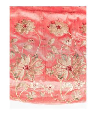 Pink Embroidered Foil Print Semi stitched Lehenga andUnstitched Blouse With Dupatta 3