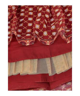 Teal and Maroon Printed Semi stitched Lehenga and Unstitched Blouse With Dupatta 4