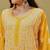 Hand Embroidered Mustard Georgette Lucknow Chikankari Women Kurta/Slip With Muqaish Work