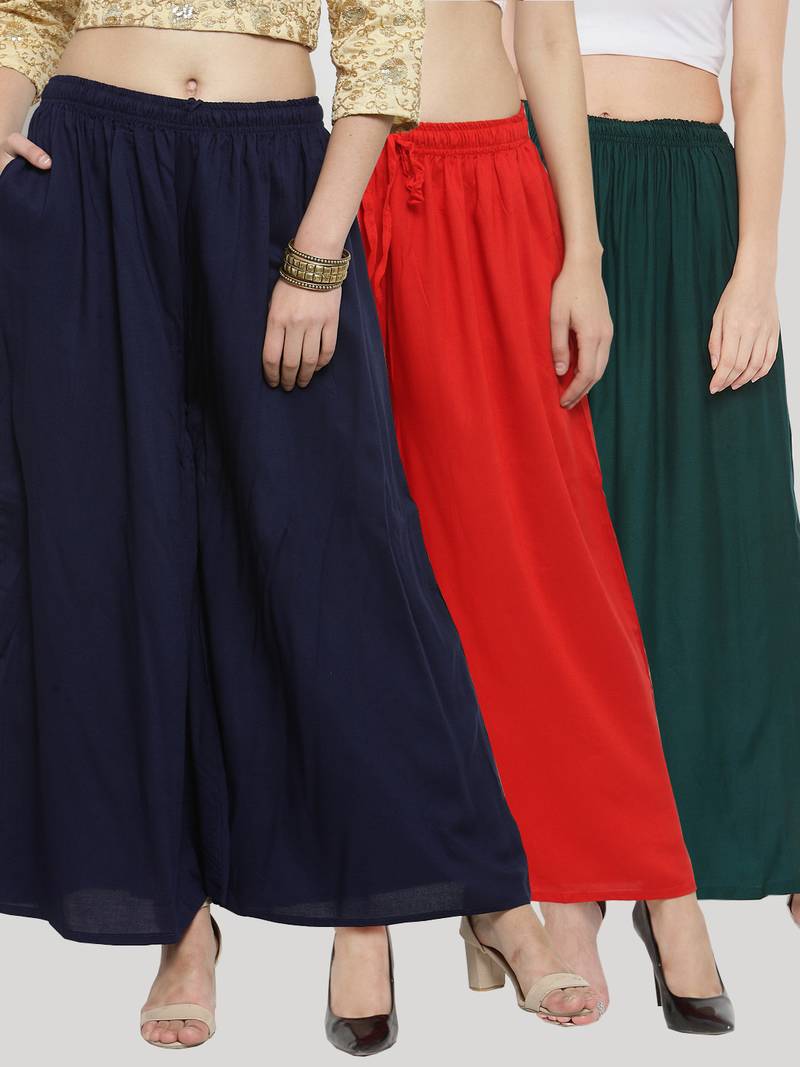 Multicolor plain rayon palazzo-pants 