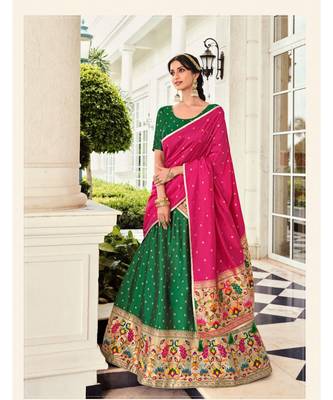 Bottle Green Banarasi Lehanga 1
