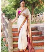 MAHATI White  hand_woven silk  sarees with blouse